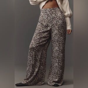 Maeve Leopard Print Wide-Leg Pants – Size XS